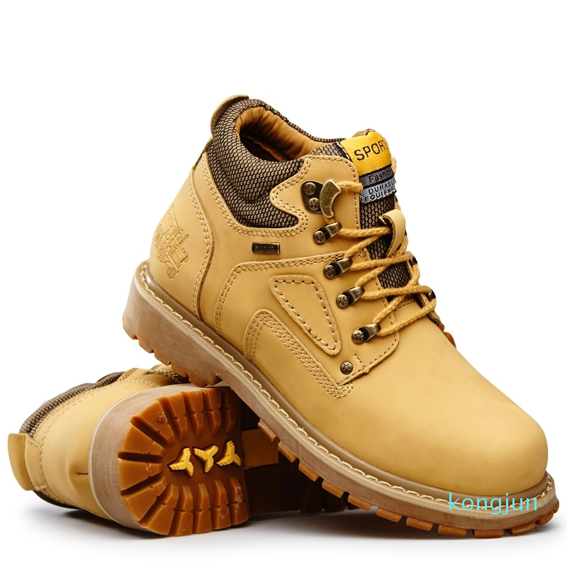 

Designer- Yellow Cat Leather Ankle Timber Casual land Work Boots Waterproof Bot Men Winter Shoes Big Size, Black