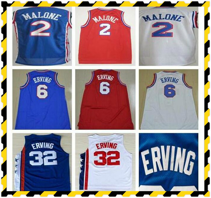 

Top Quality 2 Moses Malone 6 Julius Erving Jersey Blue Red White 32 Julius Erving 13 Wilt Chamberlain Stitched Basketball Jerseys