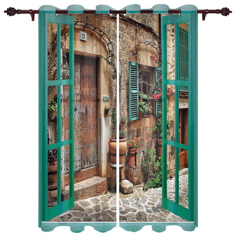 

Exquisite Home Luxury Curtains Window Street Flowers Living Room Dining Bedroom El Translucent Curtain & Drapes
