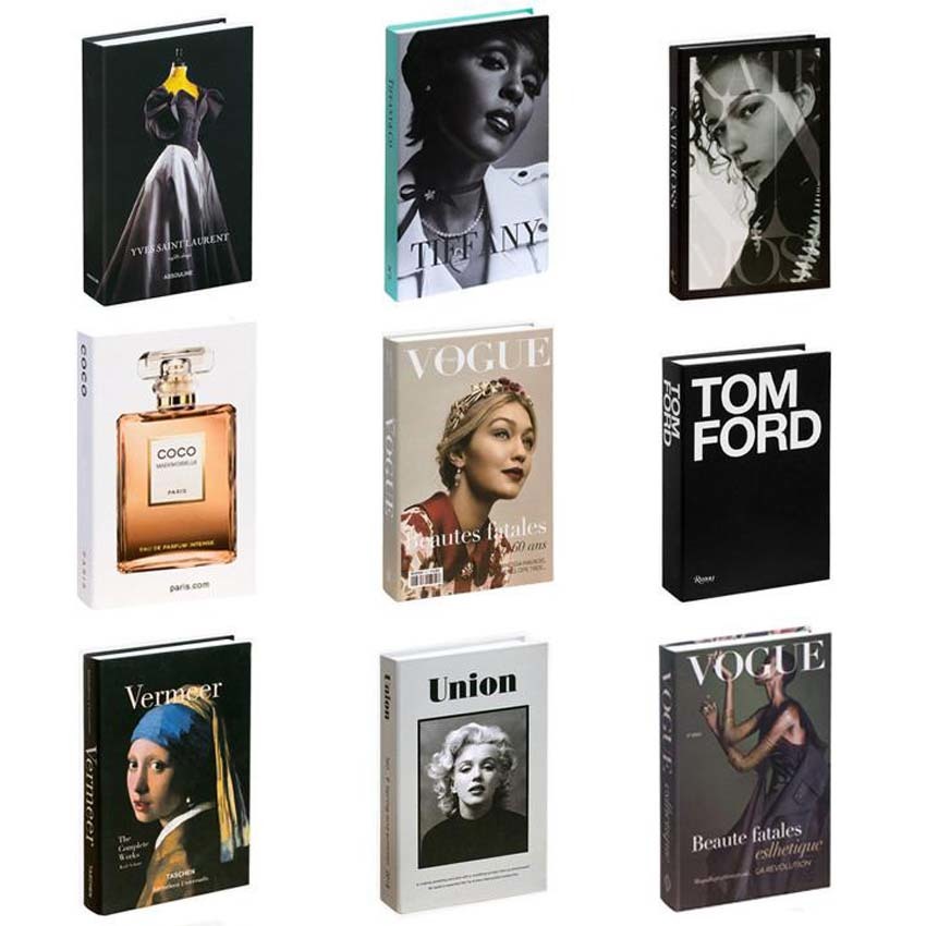 

Drop Shipping Fake Books Decoration For Home Decorative Books Modern Simulation Fashion Book Home Decor Club Hotel Model Room L0323
