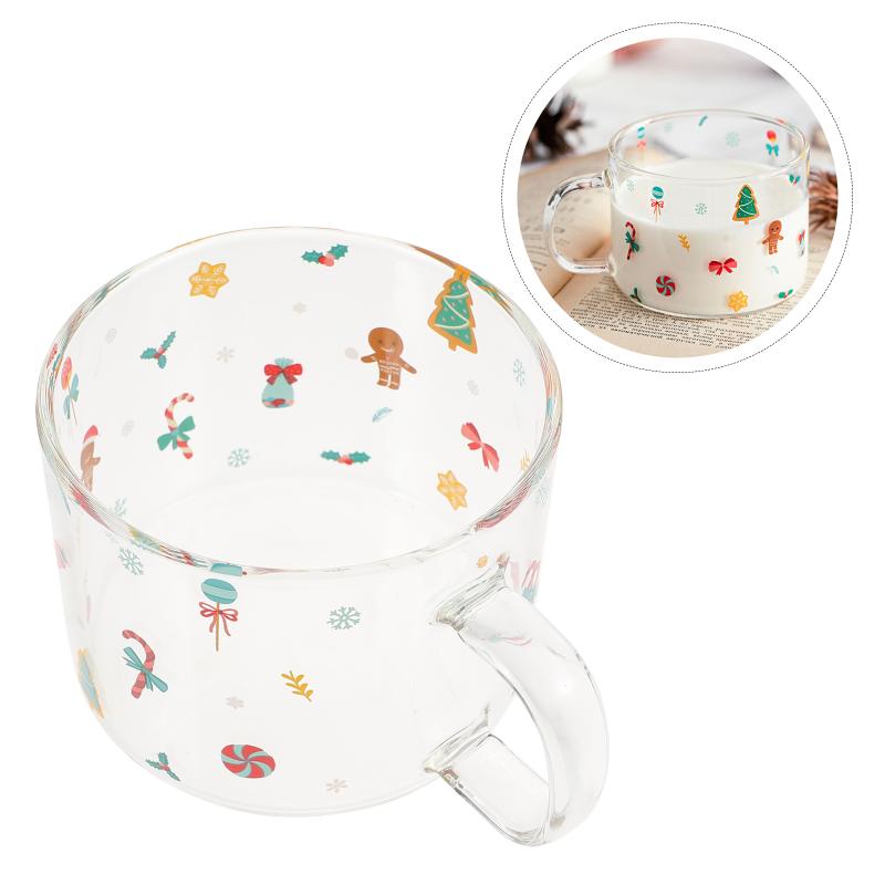 

Mugs 1pc Christmas Themed Mug Drinking Cup Breakfast Glass (Transparent)