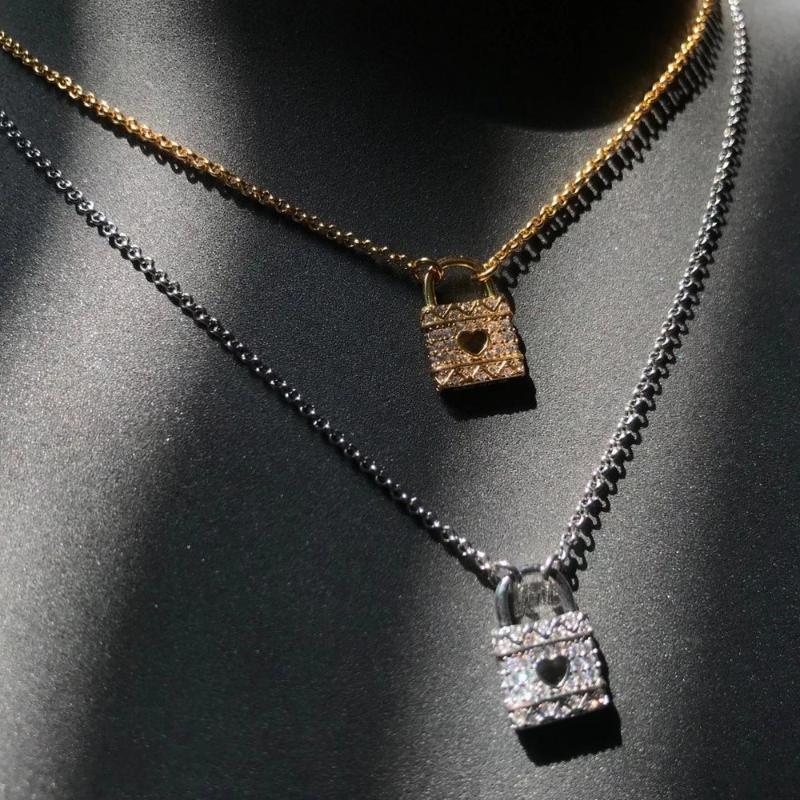 

Pendant Necklaces 2021 Fashion Brand Necklace Gold Silver Color Adjustable Heart Love Lock Micro Zirconia Women Jewelry Lover Girl