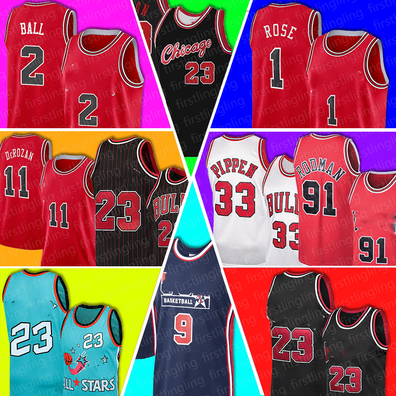 

ChicagoBullsBasketball Jersey 23 Michael 33 Scottie Pippen 91 Dennis Rodman Demar 11 DeRozan Lonzo 2 Ball Derrick 1 Rose Red Throwback White Mesh Men Retro, Ncaa jersey