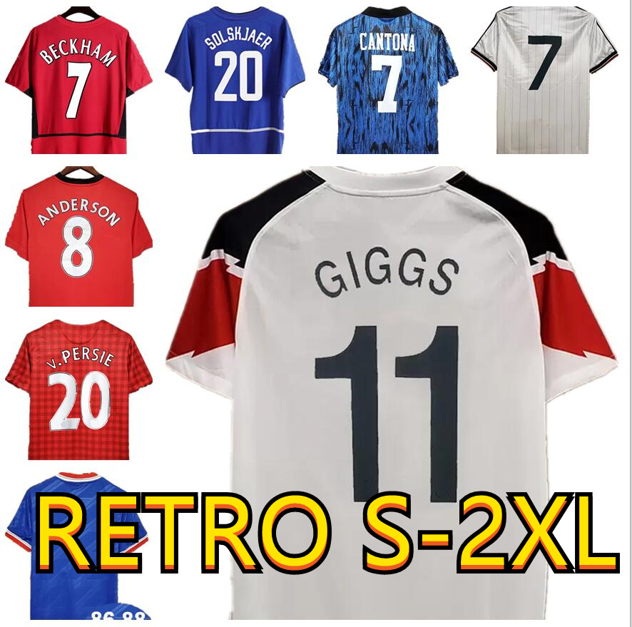 

84 98 RETRO Mens Soccer Jerseys 02 07 BARTHEZ BECKHAM KEANE GIGGS SHERINGHAM SCHOLES 07 13 CHICHARITO v. PERSIE Football Shirt, Fg2160 2002 2004 away
