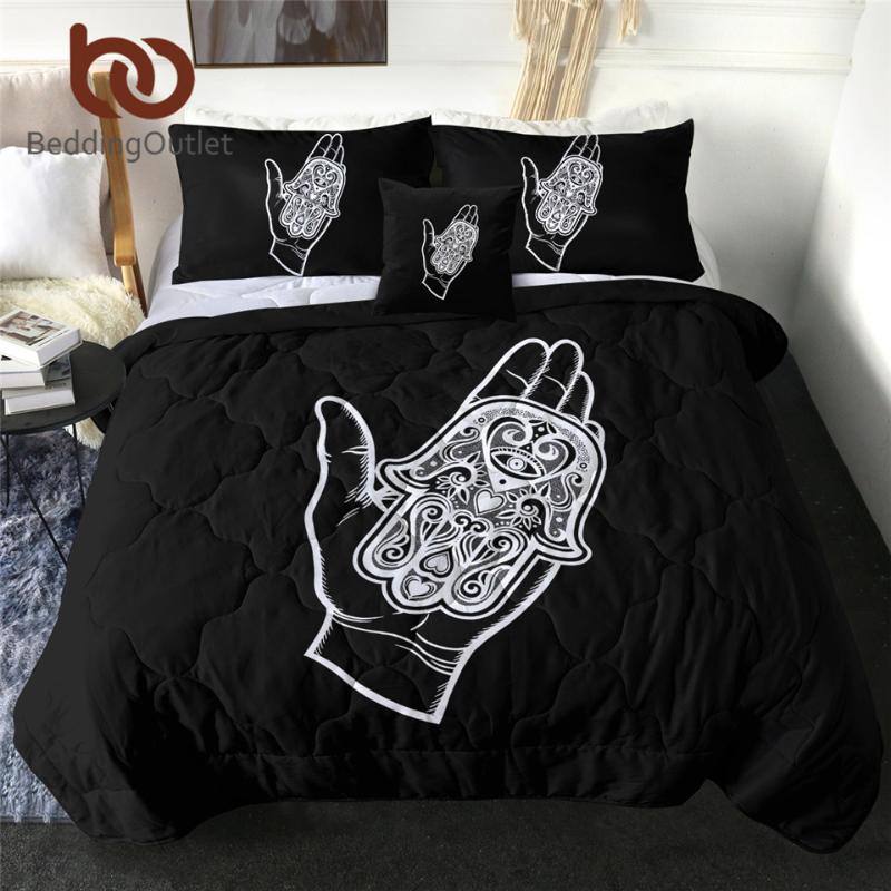 

BeddingOutlet Hamsa Hand Thin Quilt Mandala Summer Blanket Religious Soft Bedspread Palm Comforter Set Buddhistic Colcha 4pcs Comforters & S