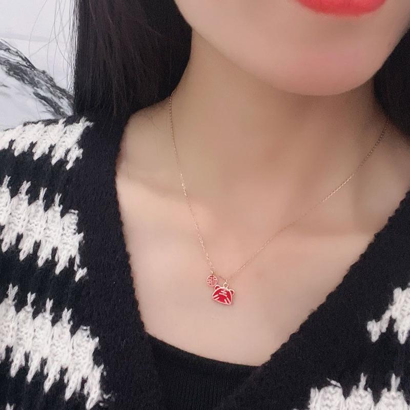 

Chains For Friends Women Year Gifts Chinese Zodiac Clavicle Chain Pendant Necklace Fashion Jewelry Tiger, Silver