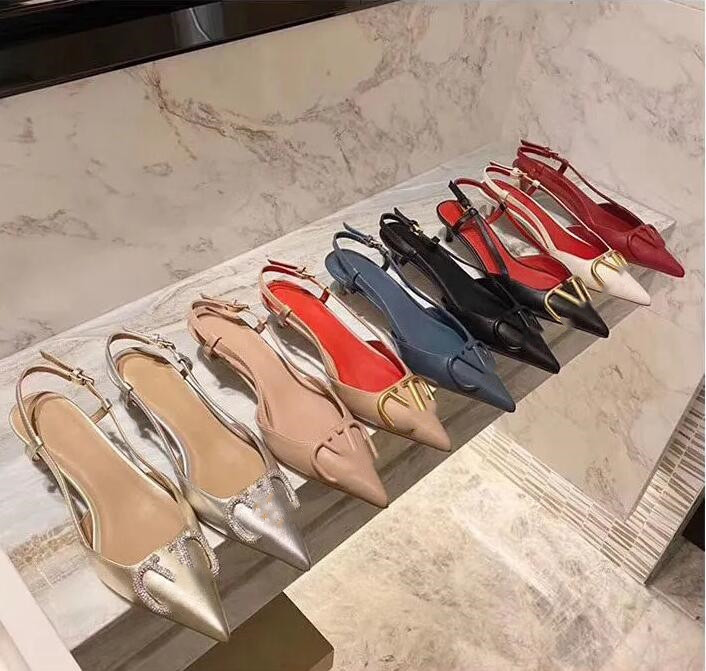 

Women Sexy pointed Hollow out Sandals High heel Nightclub fashion Brand Rhinestone metal buckle classic design Genuine Leather Summer business casual sandal, #6