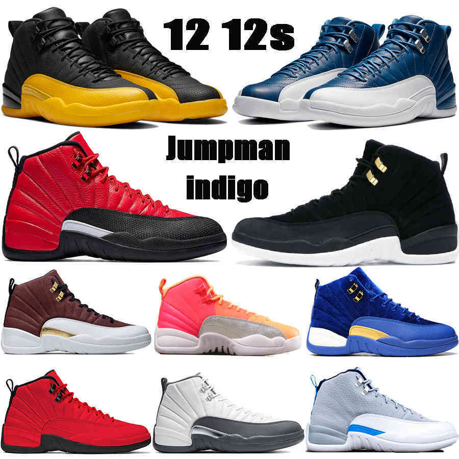 

Best 12 12s jumpman basketball shoes indigo university gold reverse flu game reverse taxi sunrise Black royal blue mens trainers sneakers