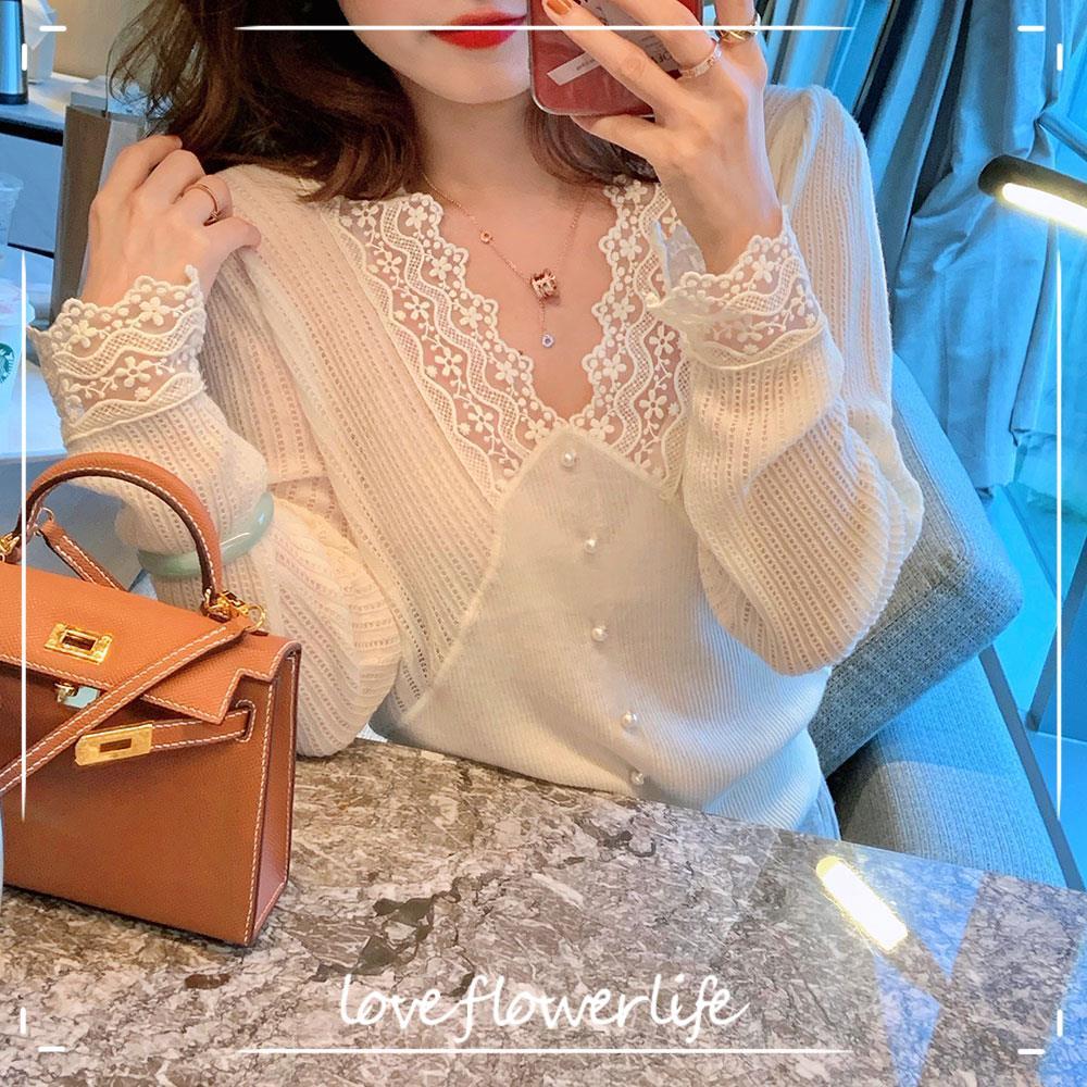 

Knit Sweater Women Casual Long Sleeve V-Neck Pullover Female Spring Korea Style Base Shirt Elegant Office Lady Blouse Tops 210521, Black