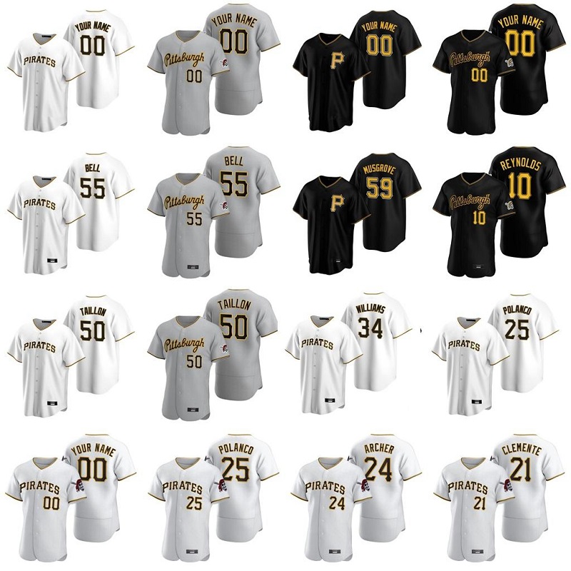 

2021 Pirates Chris Archer Corey Dickerson Josh Bell Cole Tucker Jameson Taillon Jung Honus Wagner Clemente baseball Jersey, As pic