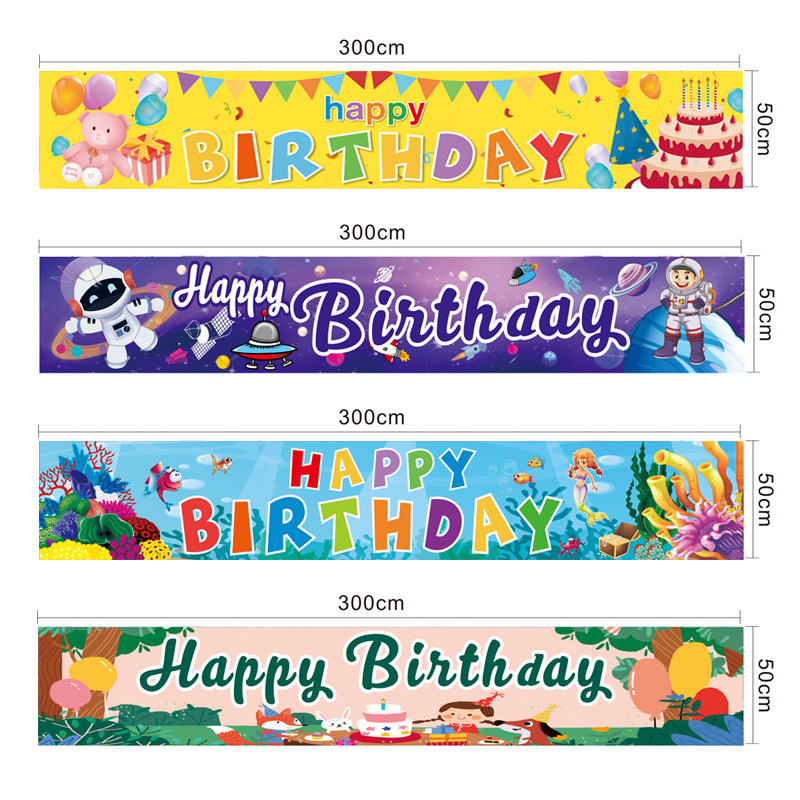 

11 styles 50X300cm Festival Birthday party banner happy flag Banners Flags Customization Decoration Ghost Yard Garland Supplies