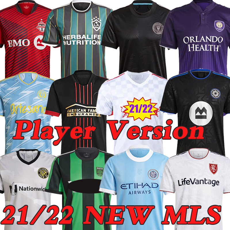

MLS Player Version 21/22 Soccer Jerseys Inter Miami Atlanta DC United New York Philadelphia union Orlando City Cincinnati Nashville Montreal, Black;yellow