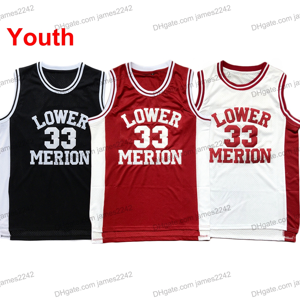 

Ship From US Youth Lower Merion 33 Bryant Basketball Jersey College Men High School All Stitched Size S-XL Top Quality, Red