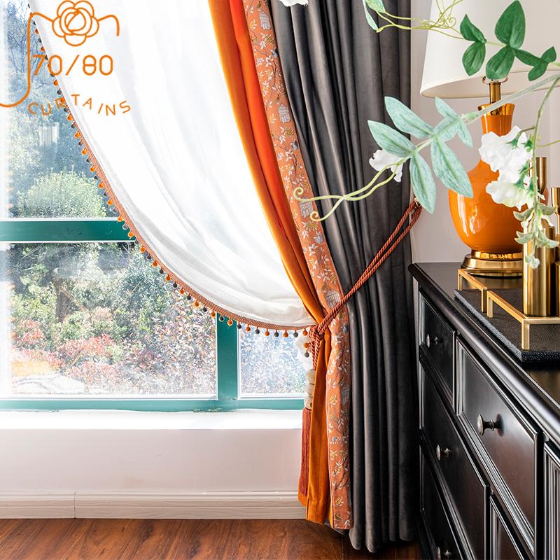 

Curtain & Drapes Chinese Style Light Luxury Lace Stitching Thick Velvet Blackout Curtains For Living Room And Bedroom Customized Products