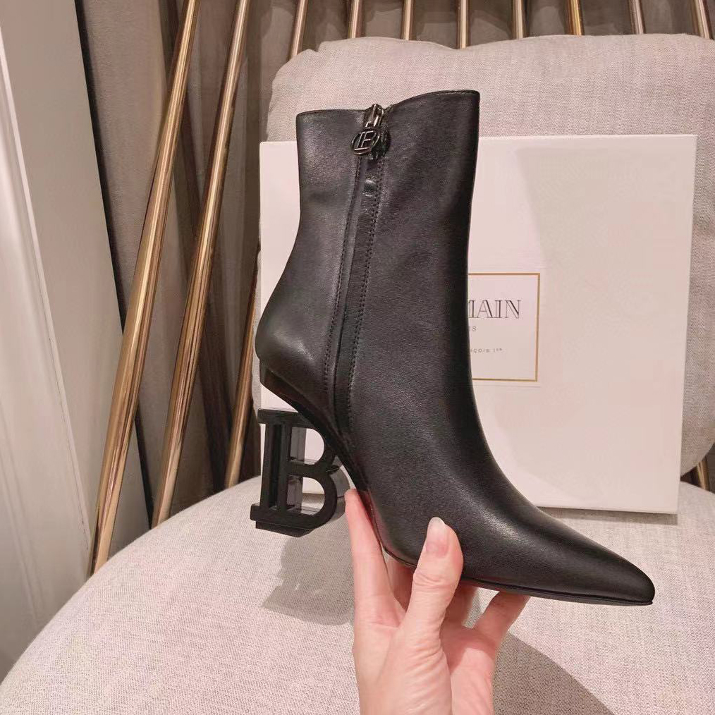 

Fashion and luxury new womens ankle boots designer shoes autumn winter Martin authentic leather Paris high heels 10.5CM zipper SZ35-41, Black