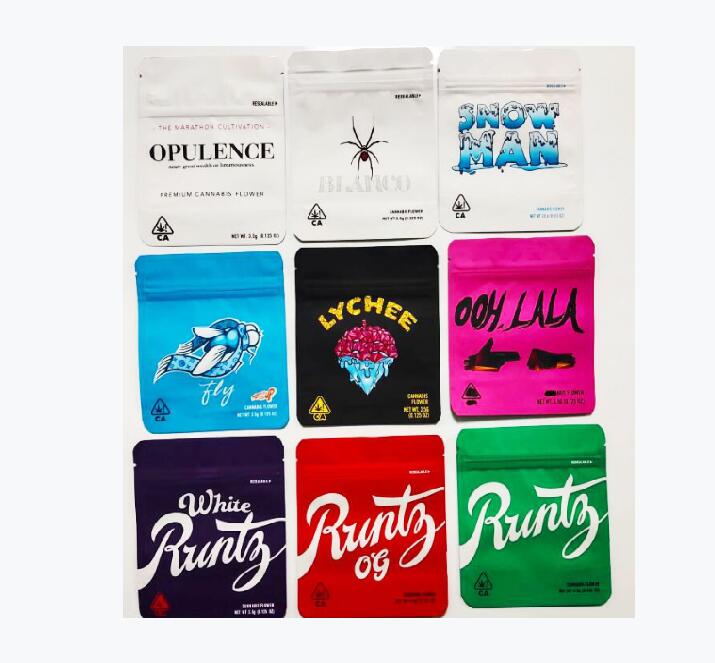 

3.5g Blue Cookies Mylar Bags flower Packaging Pouches bags Sticky buns Color printed drop shipping to Califonia candy mylar packaging bag67