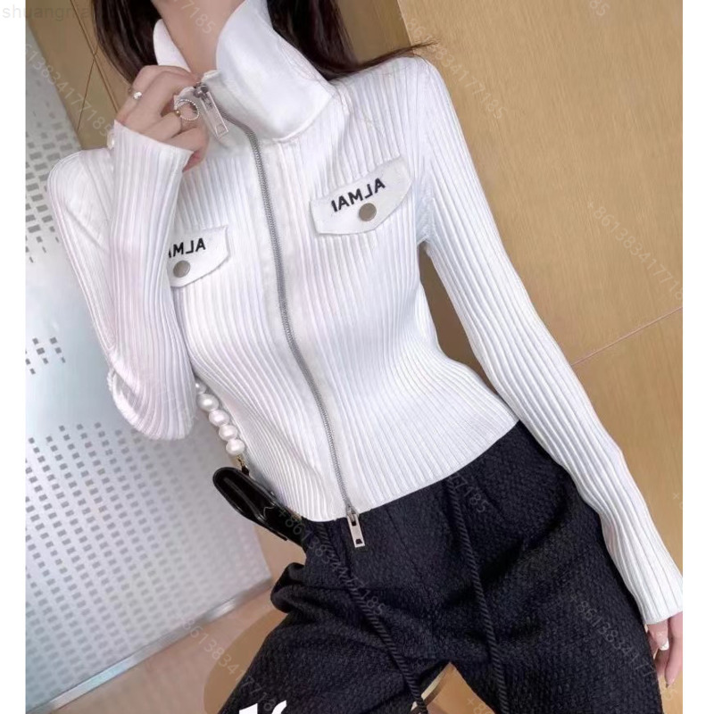 

Fashion Designer clothes wool sweater coat women zipper jacket hoodie ladies logo Balm / ain brand knit long sleeve girls tops slim casual sweaters bb1, Black