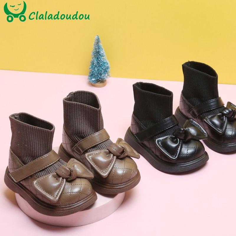 

Boots 12-15.5cm Brand Little Princess Fashion With Velvet,Cute Butterfly-knot Kids Girls Dress Shoes Velvet,Baby Walkers, Black;grey