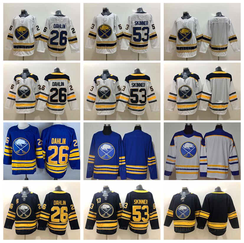 

Buffalo Sabres Blank Reverse Retro Jersey 26 Rasmus Dahlin 53 Jeff Skinner Ice Hockey Home Navy Blue Away White Breathable For Sport Fans Embroidery And Sewing