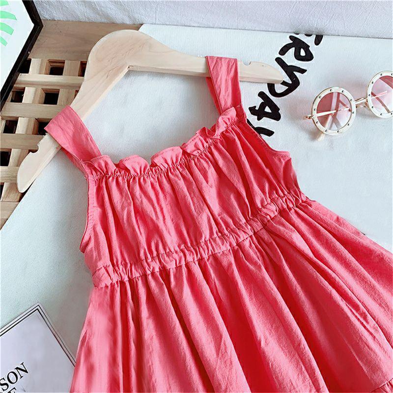 

Girl's Dresses 2021 Summer Now Kids Baby Girls Fashion Sleeveless Solid Color Sweet And Cute Style Dress Stylish For Children, As pic