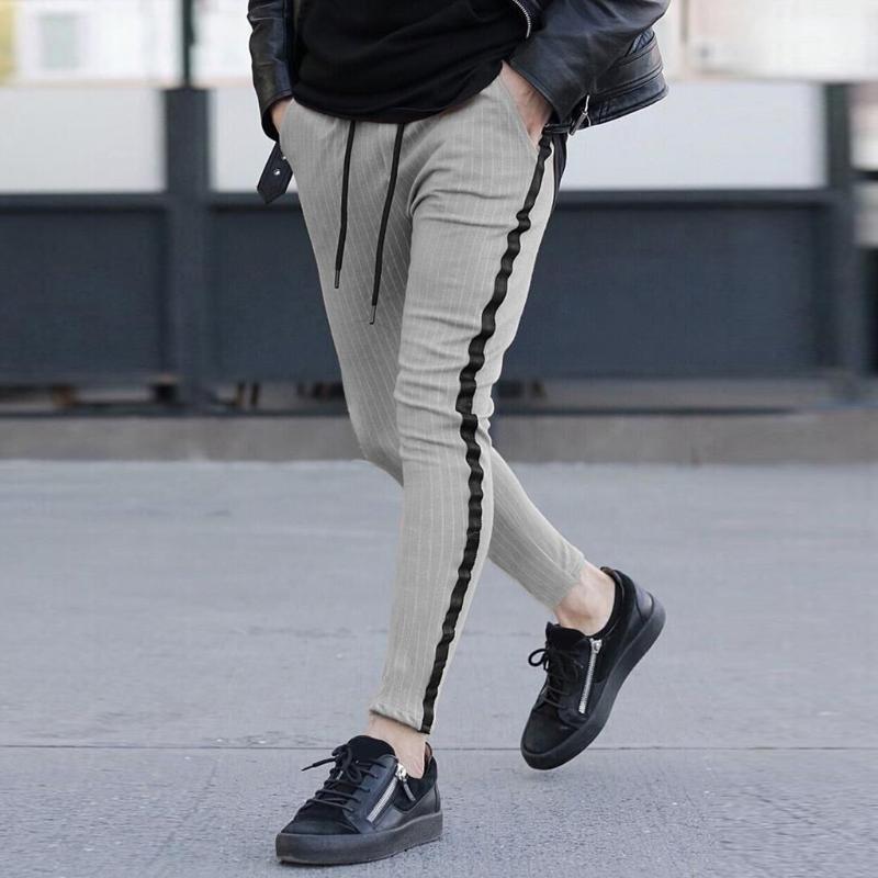 

Men's Pants Trousers Cargo Style Fashion Striped Tights Men Fashionable Comfortable Pantalones Hombre GH50, Khaki