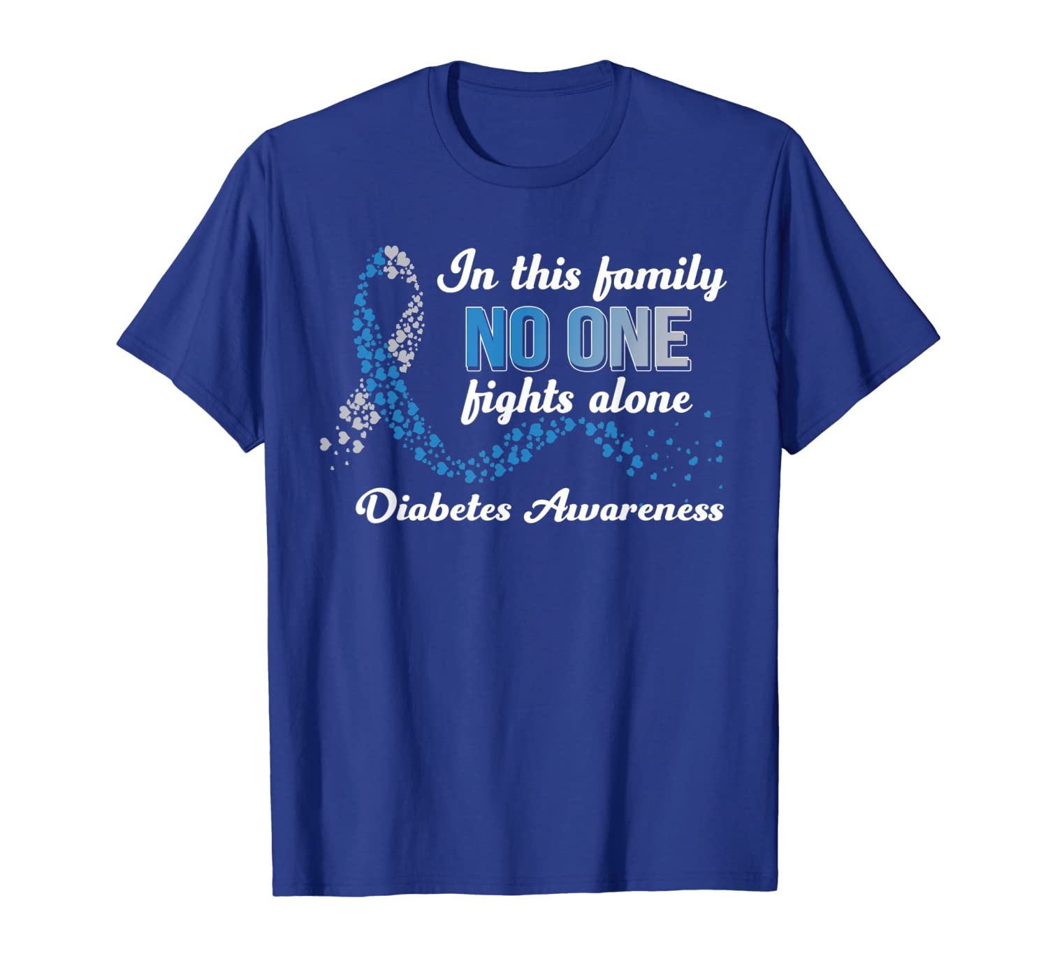 

in this family no one fights alone diabetes awareness tshirt, White;black