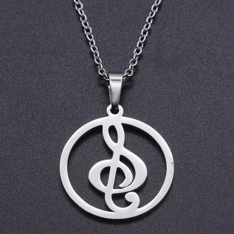 

Pendant Necklaces Music Note Stainless Steel Charm Necklace For Women Accept OEM Order Drop Wholesale Fashion Jewelry