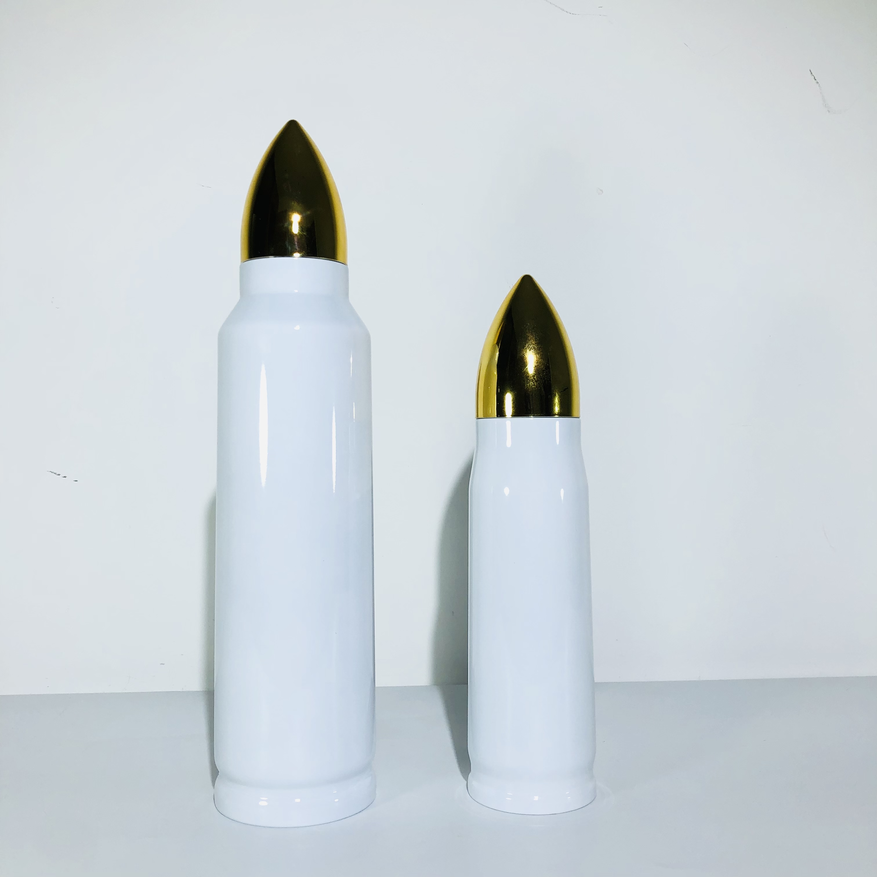 

US warehouse sublimation bullet cup rockets tumblers 17oz & 34oz Stainless Steel Creative Vacuum Flask Thermos double wall Insulated Portable Water Cups, White