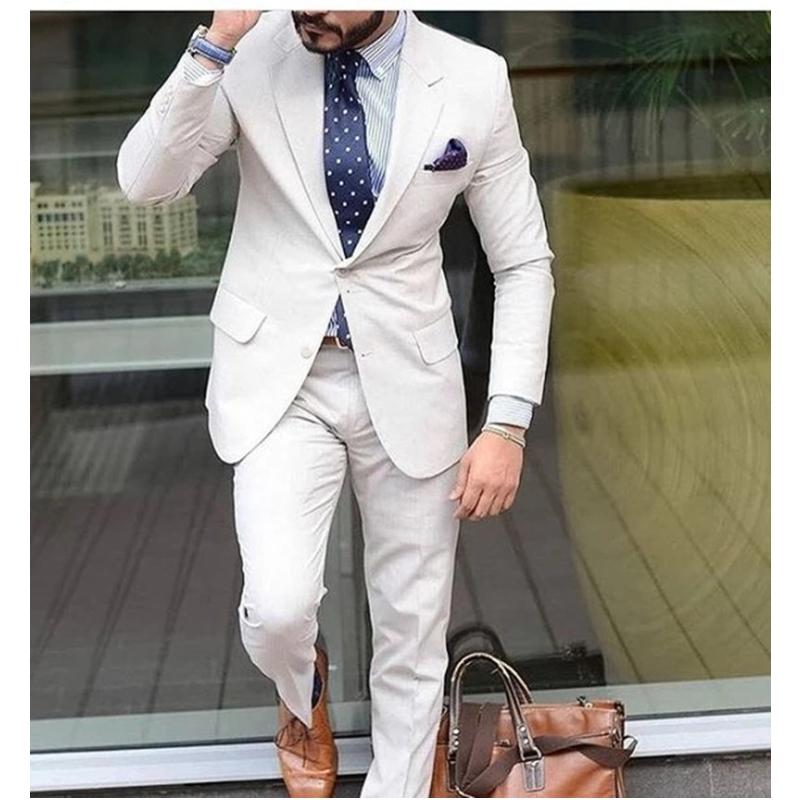 

Men's Suits & Blazers Winter 2022 Latest Tailored White Notch Lapel Single Breasted Wedding Groom Business Formal Slim Fit Defacto Homme 2 P, White;black
