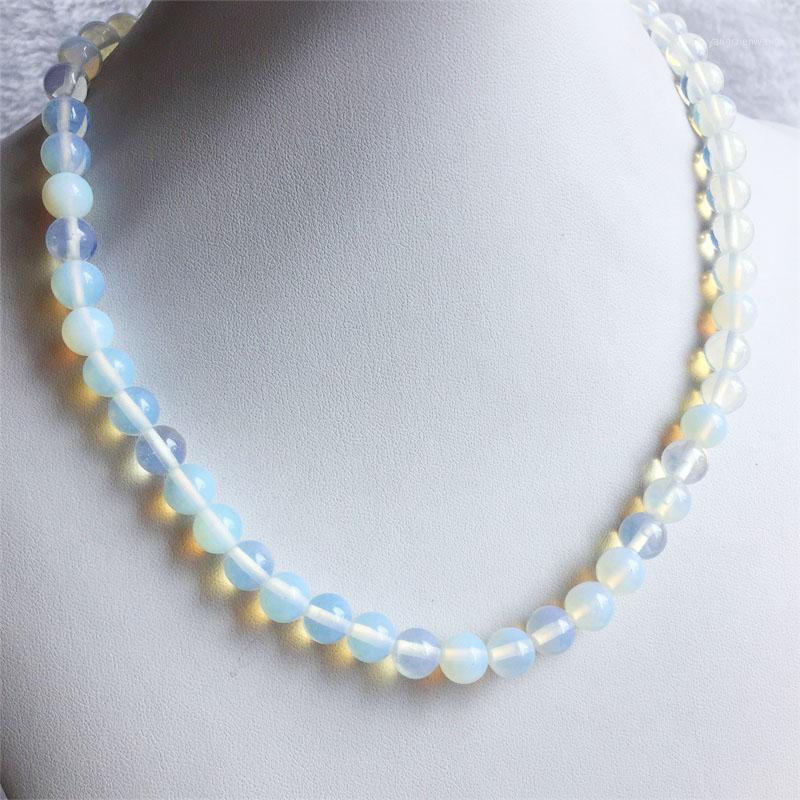 

Chains Elegant White Opal Jades Choker Necklace Natural Stone Wedding Gift For Woman Charm Fashion Jewelry