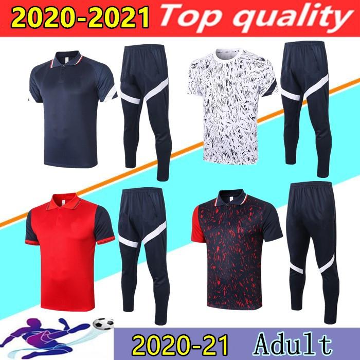 

men20/21 Maillot de foot France soccer Polo shirt set 2020 2021 SurvÃªtement de football MBAPPE POGBA football shirt 3/4 pants training suit, Black