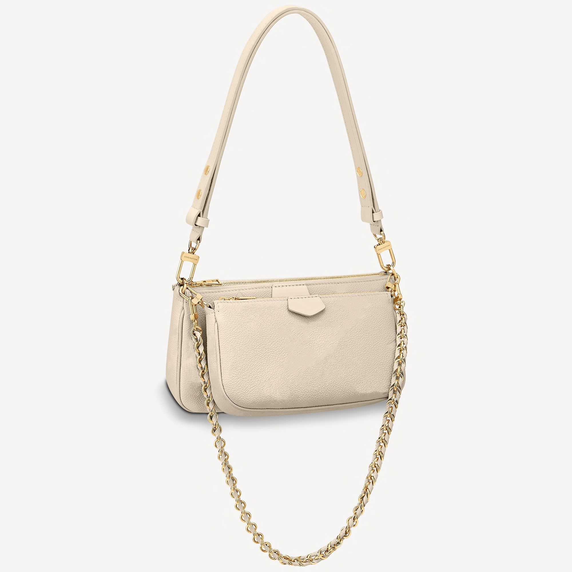 

Top/Normal Quality Designer Woman Fashion Hobo Bag The Multi Pochette Accessoires cross-body Empreinte leather Cream And Black