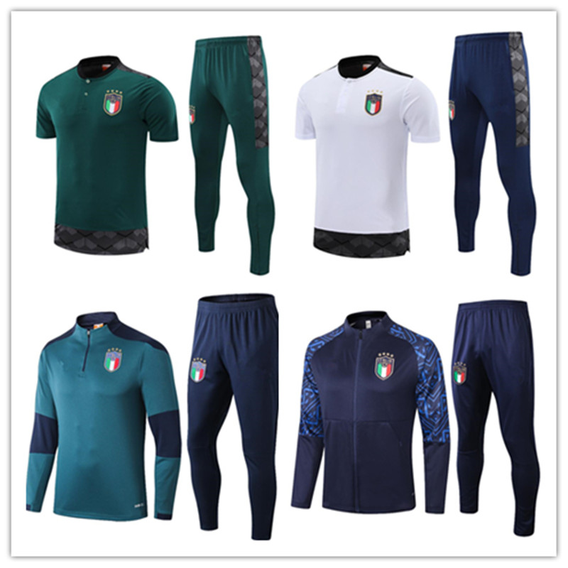 

2021 Italy Short sleeve polo jersey soccer training suit Survetement 20 21 DE ROSSI football shirt set BONUCCI tracksuit, As shown