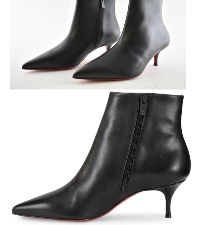 

Lady's boots ankle boot red bottom pumps low heel black leather pointed toe,luxury design red-sole Wedding,Party,Dress,Evening Kitten Heel Bootie