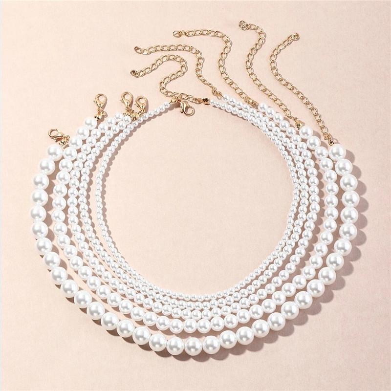 

Chokers Fashion Elegant White Imitation Pearl Choker Necklace Big Round Wedding For Women Charm Jewelry Gift
