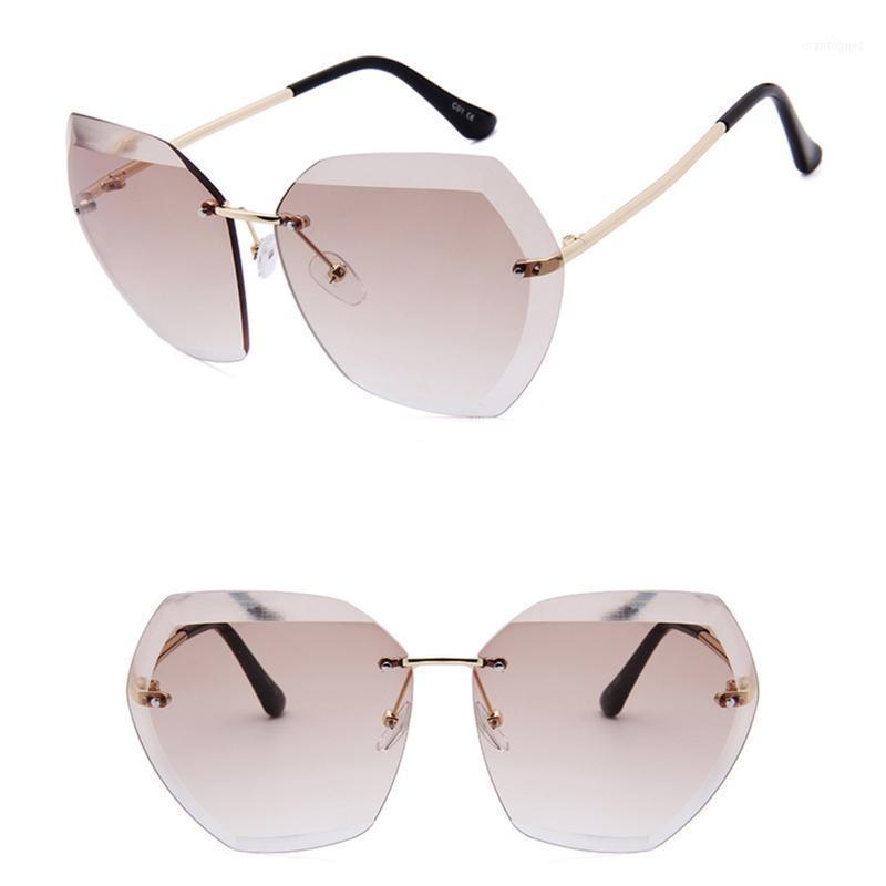 

Sunglasses 2021 Luxury Vintage Rimless Women Brand Designer Oversized Female Sun Glasses For Lady Mirror Shades UV4001