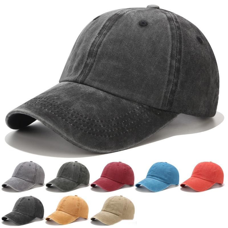

Berets KPOP 1PCS Old Washed Baseball Cap Retro Curved Brim Couple Sunhat Solid Color Peaked Gifts H10