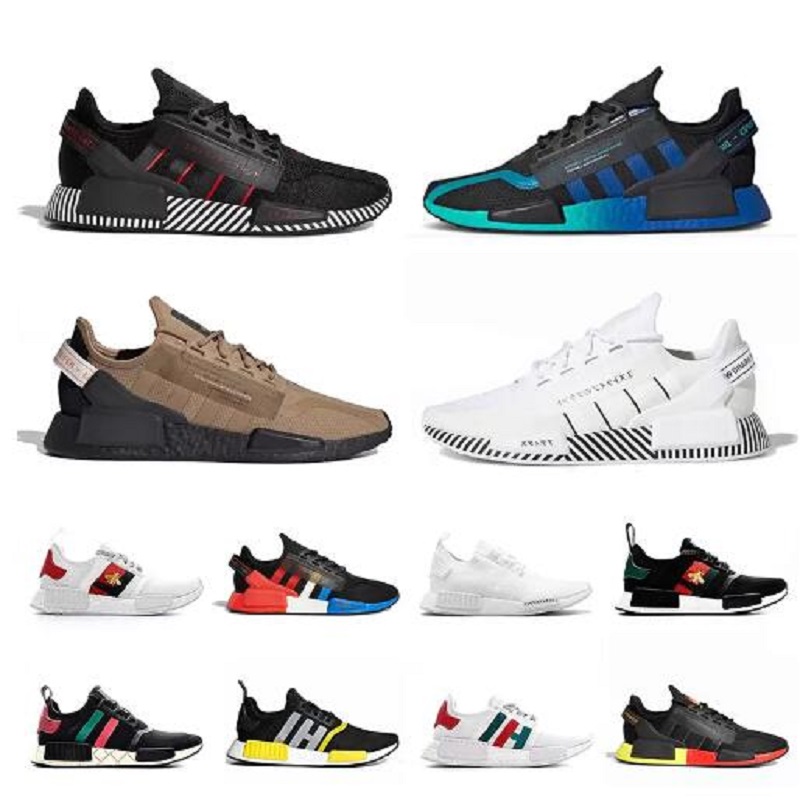 Top Fashion 2022 Sneakers NMD R1 V2 Running Shoes Mens Womens Aqua Dazzle Camo White Bred Triple Balck Core Blacl Carbon Trainers Sneakers