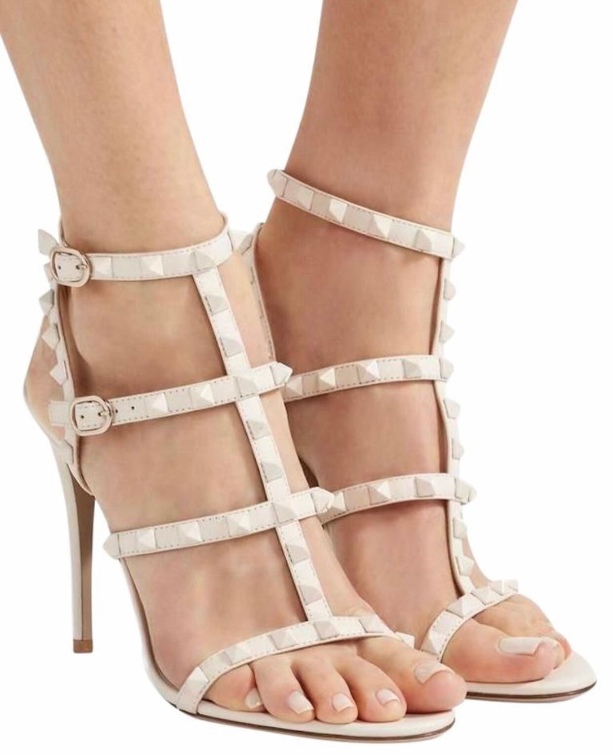 

Summer Rock Studs Women's Sandals Rivets Strappy High Heels Sexy Ladies Famous Design Lady Sandalias Mujer Party Wedding Dress 35-43, Black