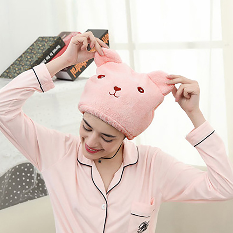 Cartoon Quickly Dry Hair Shower Hat Microfiber Hair Shower Cap Towel Bathing Cap Bathroom Accessories for Bath-Spa-image-691390770