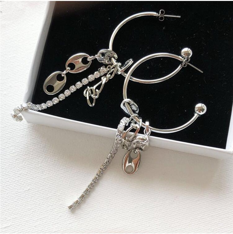 925 Silver Hoop Earring Pig Nose Tassel Pendant Dangle Earrings for women girl-image-705709272