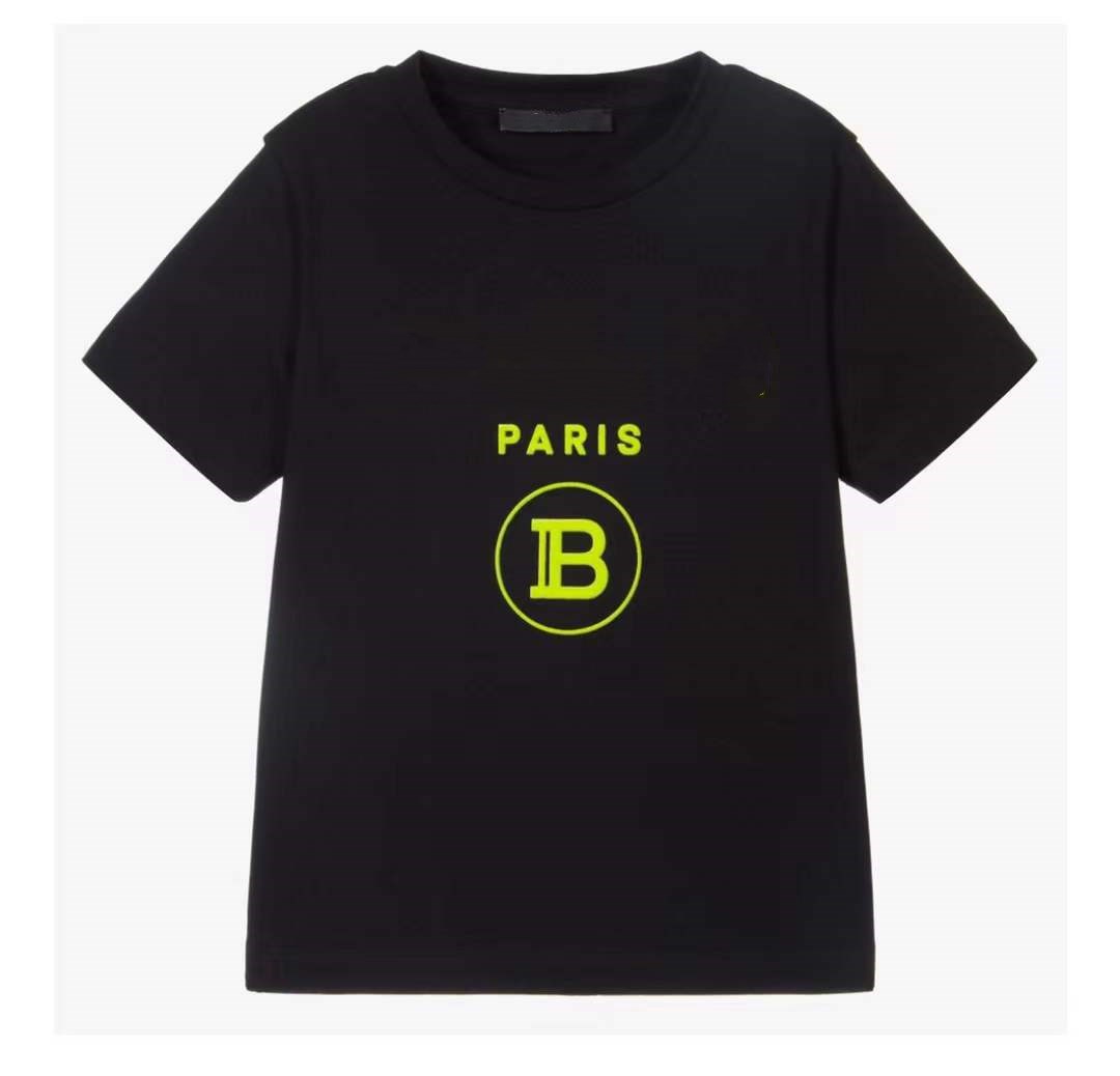

polos Kids Summer Clothes Girls T-Shirt Short Sleeve Tops Paris Letter Brand Boy Print Boutique Shirts Kid Designer Children Clothing, Black