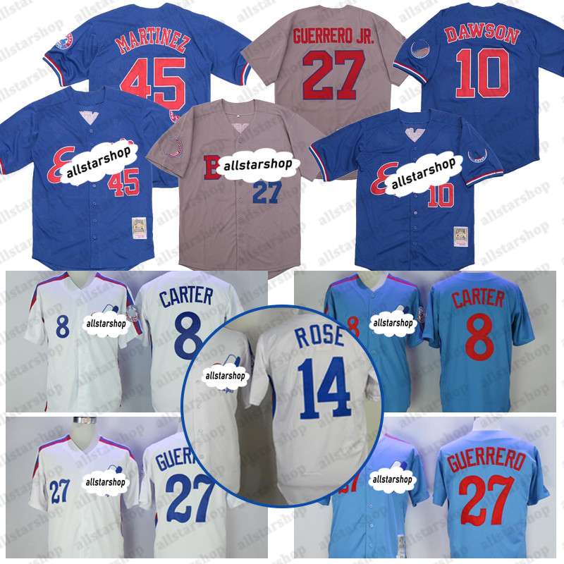 

Vintage 2000 Baseball Jerseys Retire 8 Gary Carter 14 Pete Rose Jersey 27 Vladimir Guerrero Buffalo Bisons 45 Pedro Martinez 10 Andre Dawson Jersey, Blue;black