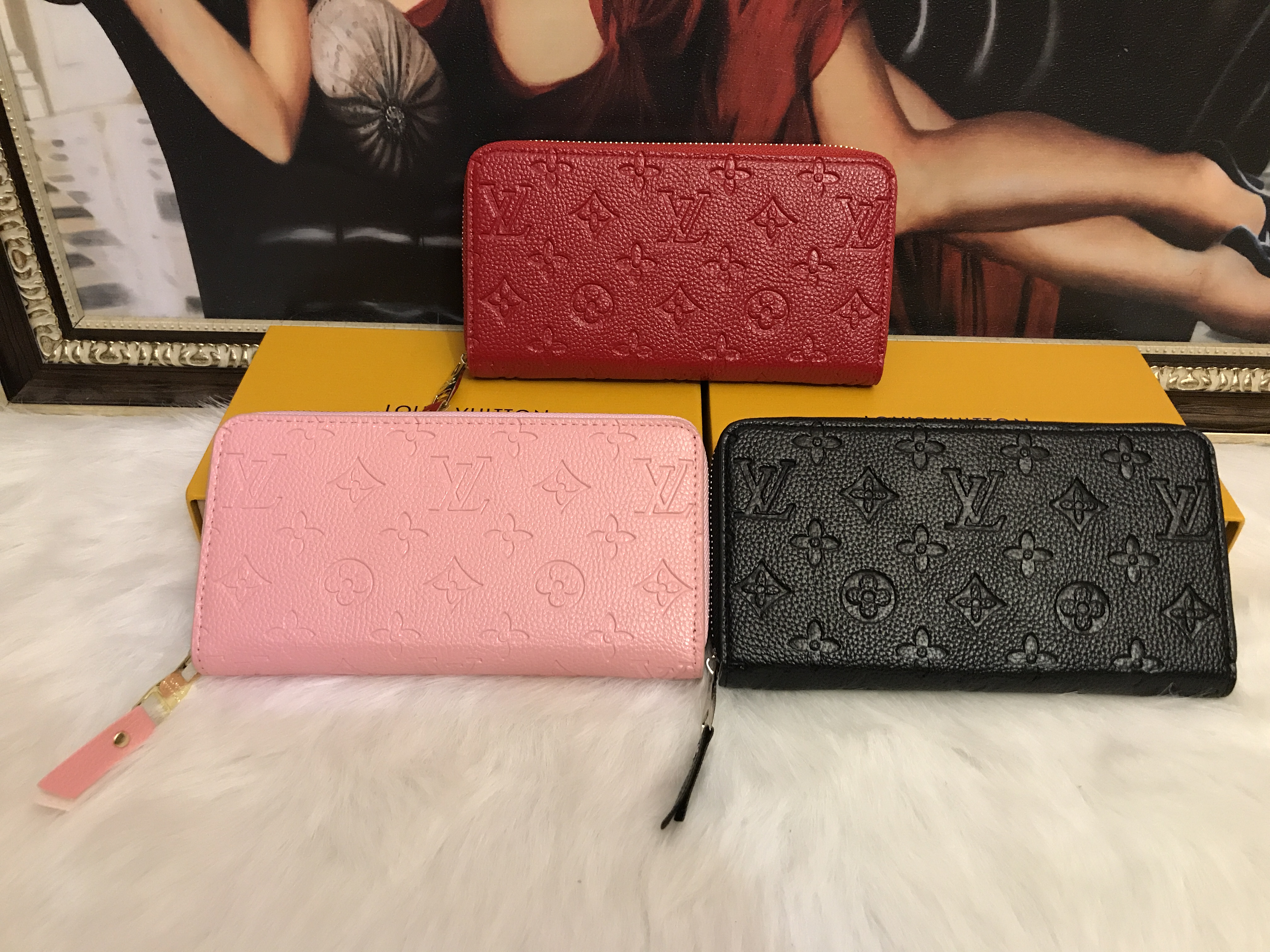 

lv LOUIS BAG VITTON Hot Zipper Wallets Women Purse Long Wallet Fashion Ladies Clutch Men Shoulder Bag Ladies Handbags, Red;black