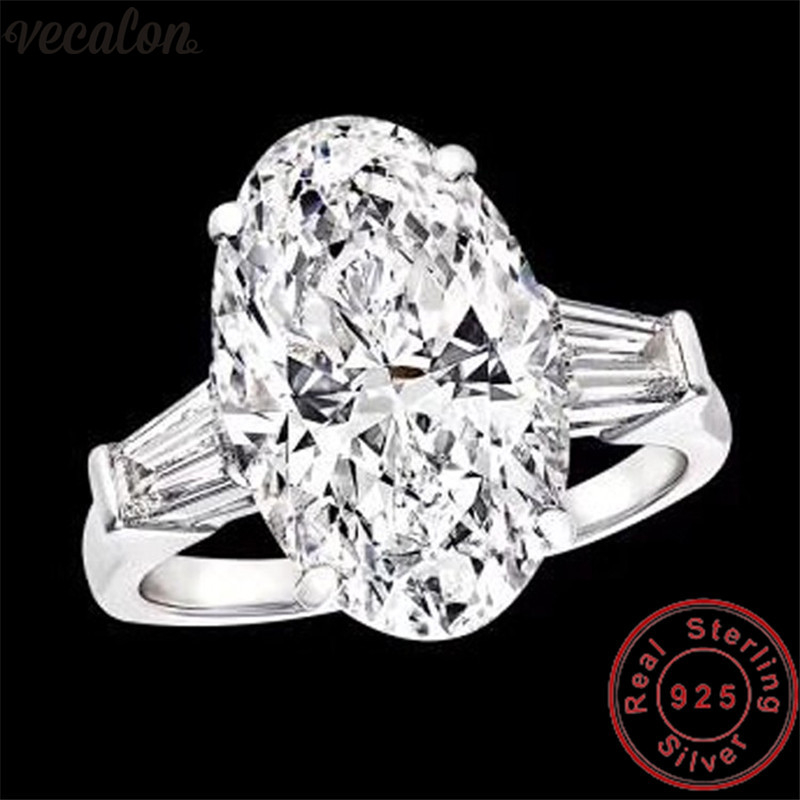 

Vecalon Statement Promise Ring 100% 925 sterling silver Big Oval 8ct Diamond Cz Engagement Wedding band rings for women Bridal Jewelry