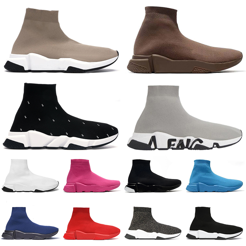 

2022 Top Quality Platform Socks Boots Casual Shoes Luxury Designer Balencagas For Mens Women Slip-On Flat Sole Khaki Grey Black White Glitter Sneakers Trainers 36-45, B28 36-40