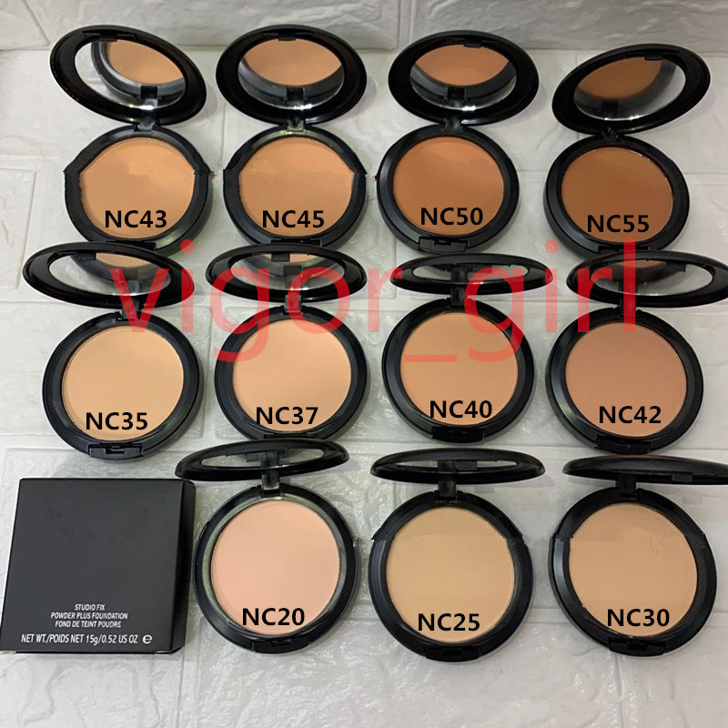 

M Brand Face Powder Makeup Plus Foundation Pressed Matte Natural Make Up Facial Powders Easy to Wear 15g NC 11 Colors, Mixed color