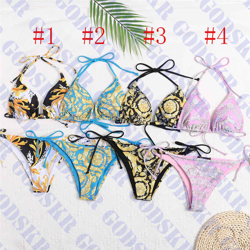 

High End Women Swimsuit Bikinis Textile Luxury Printed Womens Swim Wear Pool Party Ladies Bandage Swimwear, Please contact me real picture