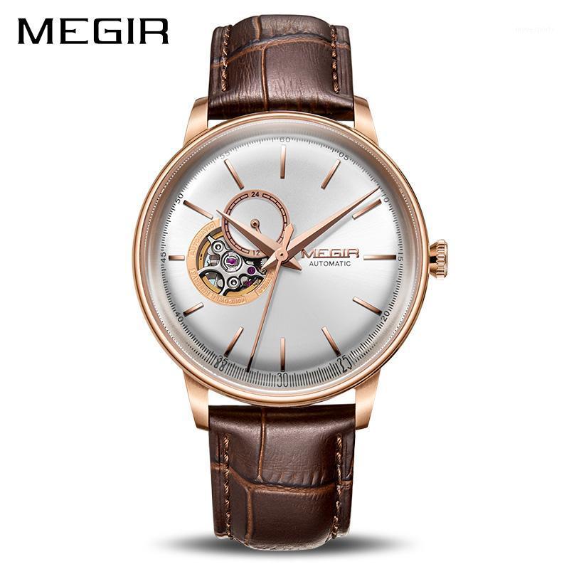 

Automatic Mechanical Watches Top Skeleton Men Watch Clock Business Leather Wristwatches Relogio Masculino, White