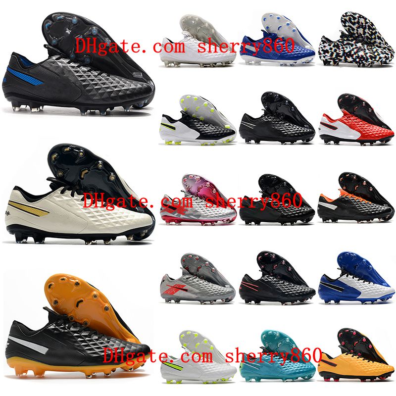 

2021 soccer shoes quality mens Tiempo Legend VIII 8 Elite FG Low Cleats Outdoor Trainers Spikes Leather Football bootsGreen Yellow White Black Gray Red Blue, As picture 1